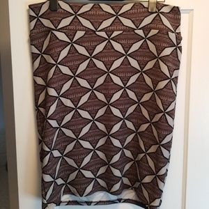 LuLaRoe Cassie Pencil Skirt 2XL Grey/Brown/Black